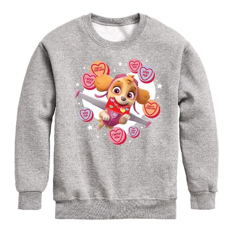 Boys' - Paw Patrol - Skye Conversation Hearts Graphic Long Sleeve Fleece Sweatshirt