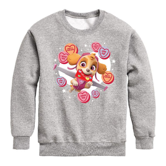 Boys' - Paw Patrol - Skye Conversation Hearts Graphic Long Sleeve Fleece Sweatshirt