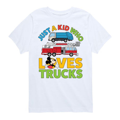 Boys' - Disney - Mickey Just A Kid Who Loves Truck Short Sleeve Graphic T-Shirt