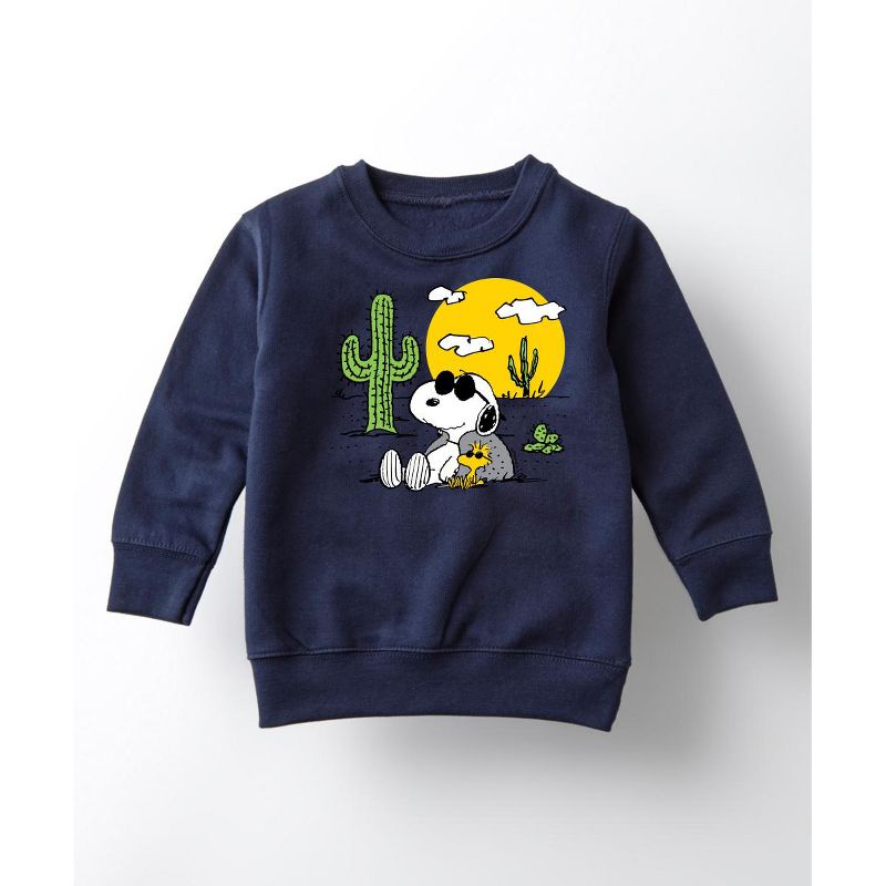Boys' - Peanuts - Snoopy & Woodstock Graphic Long Sleeve Fleece Sweatshirt