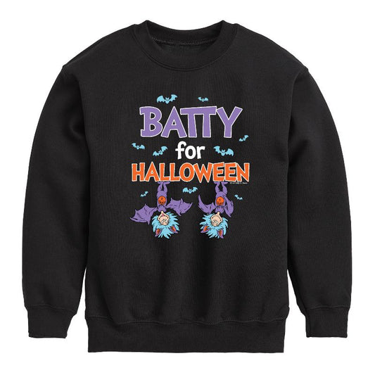 Boys' - Dr. Seuss - Batty For Halloween Thing 1 and Thing 2 Graphic Long Sleeve Fleece Sweatshirt