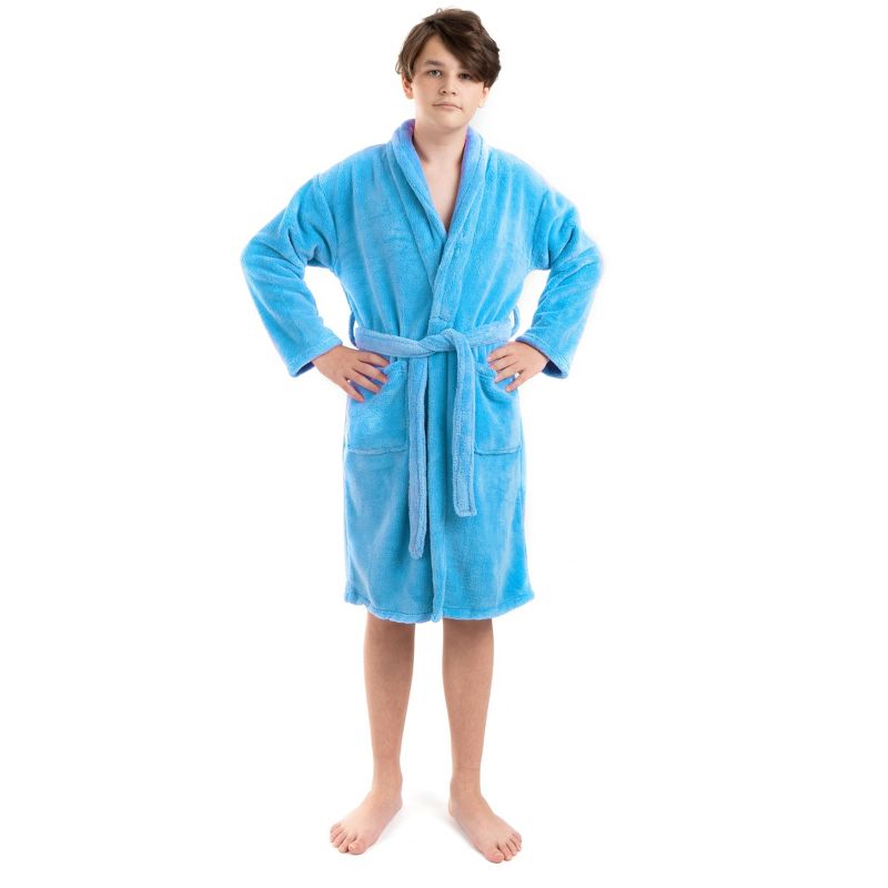 BC BARE COTTON Boys Shawl Robe Microfiber Plush Fleece Bathrobe
