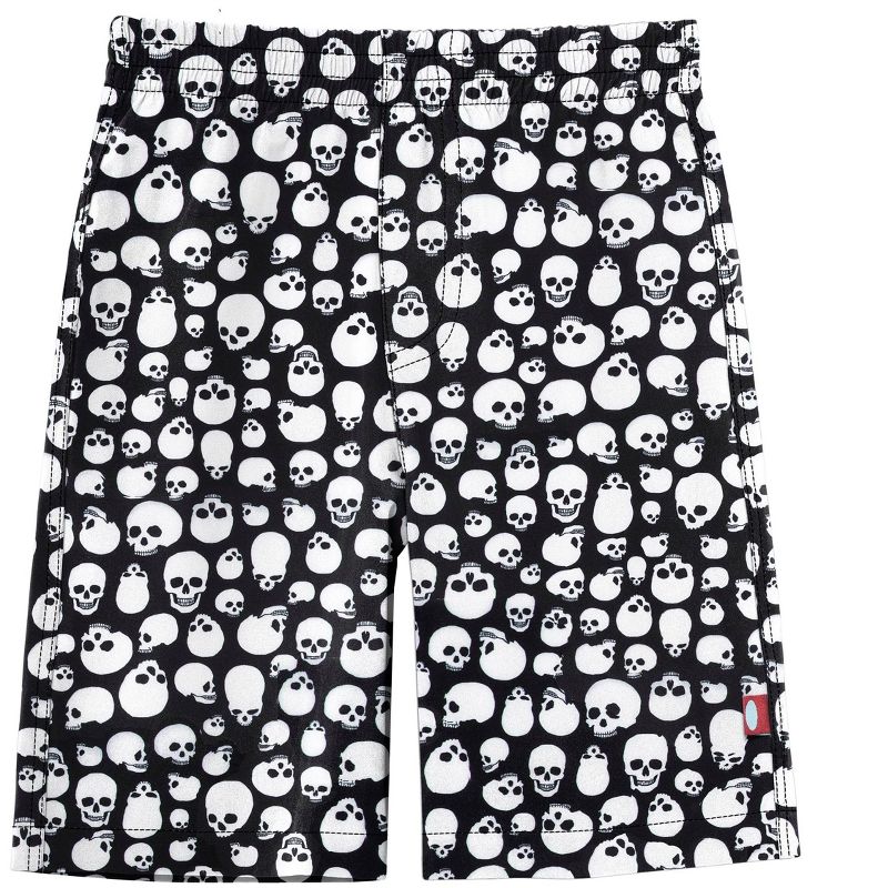 City Threads USA-Made Boys UPF 50+ Recycled Polyester Soft Stretch Below the Knee Printed Swim Board Shorts