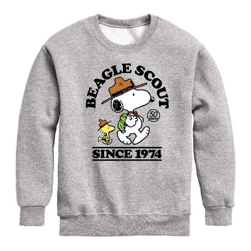Boys' - Peanuts - Beagle Scout Since 1974 Graphic Long Sleeve Fleece Sweatshirt
