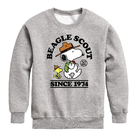 Boys' - Peanuts - Beagle Scout Since 1974 Graphic Long Sleeve Fleece Sweatshirt
