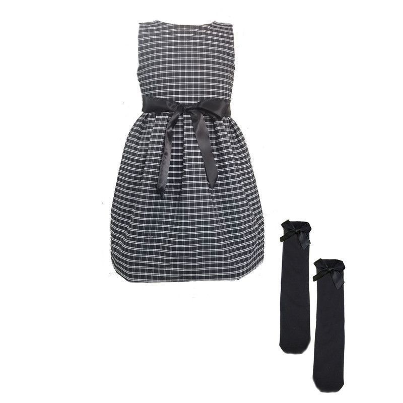 Mi Amore Gigi Holiday Plaid Dress and Sock Set
