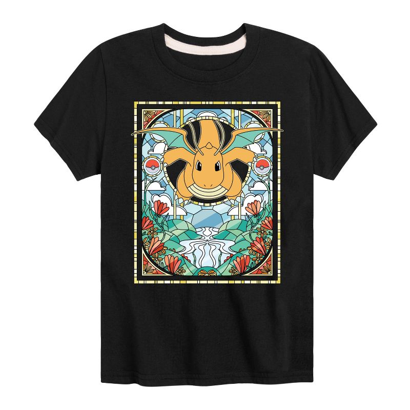 Boys' - Pokémon - Dragonite Stained Glass Dragon Type Short Sleeve Graphic T-Shirt