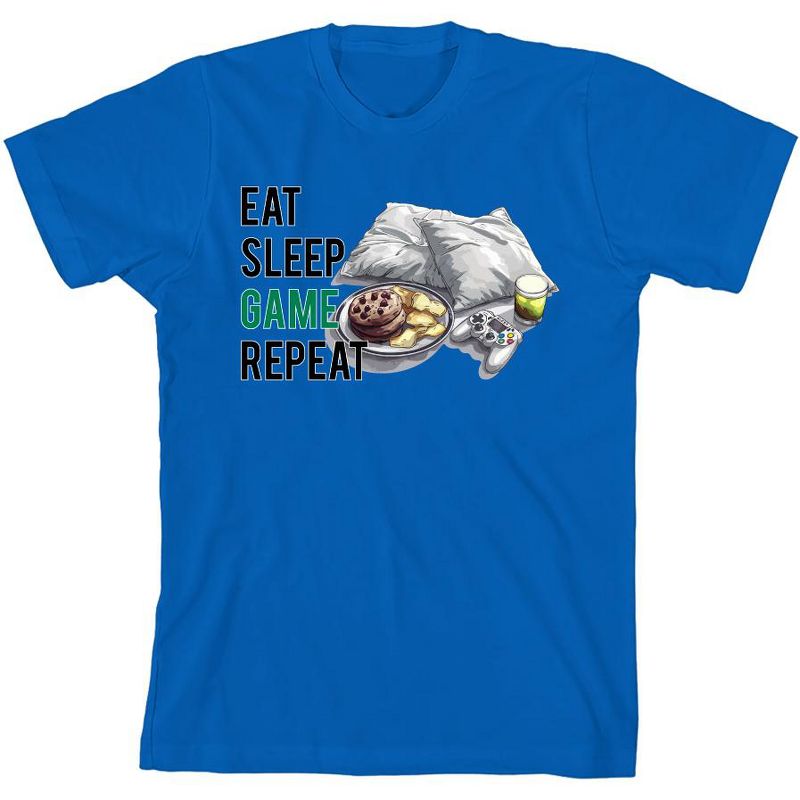 "Eat, Sleep, Game, Repeat" Youth Crew Neck Short Sleeve Tee