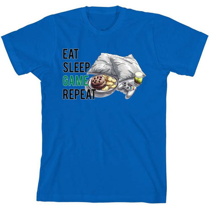 "Eat, Sleep, Game, Repeat" Youth Crew Neck Short Sleeve Tee
