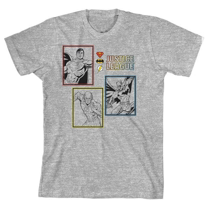 تي شيرت رياضي رمادي للأولاد من مجموعة أبطال بألوان بسيطة من رابطة العدالة