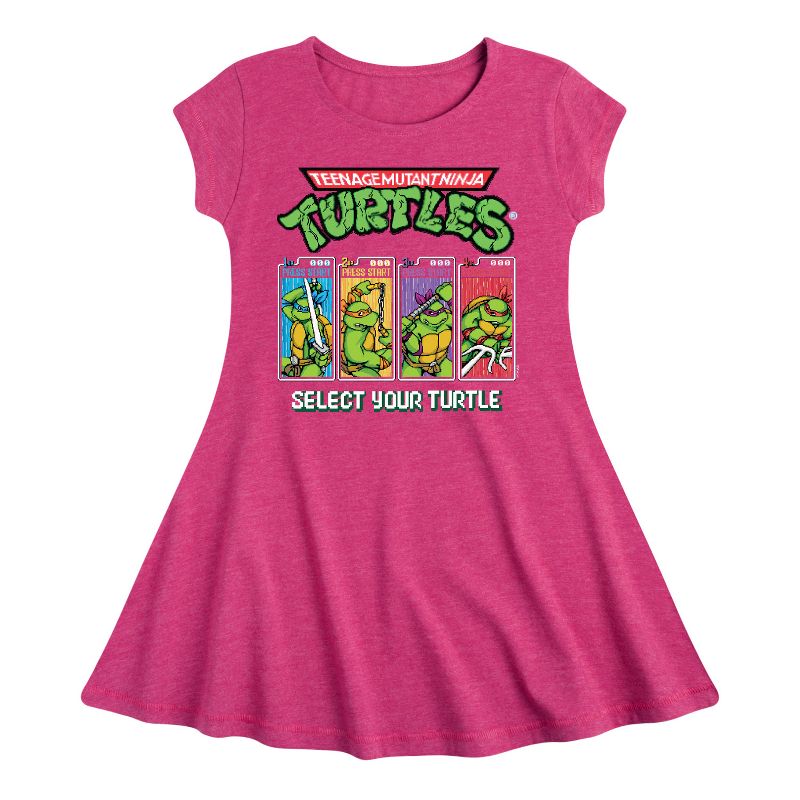 Girls' - Teenage Mutant Ninja Turtles - Select Your Turtle Video Game Fit & Flair Cap Sleeve Dress