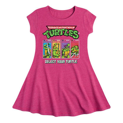 Girls' - Teenage Mutant Ninja Turtles - Select Your Turtle Video Game Fit & Flair Cap Sleeve Dress