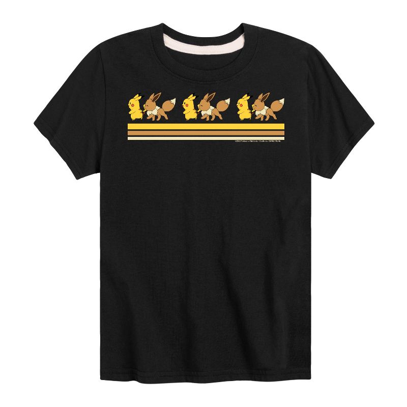 تي شيرت جرافيكي بأكمام قصيرة وخطوط كلاسيكية للأولاد - بوكيمون - بيكاتشو إيفي فريندز