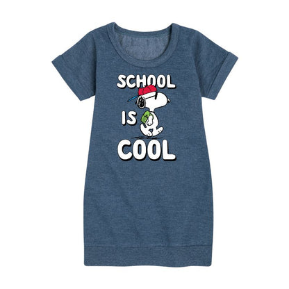 Girls' - Peanuts - School Is Cool Graphic Short Sleeve Fleece Dress