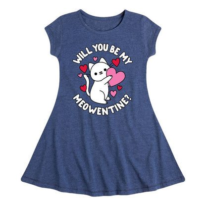 Girls' - Instant Message - Valentine's Day Be My Meowentine Fit & Flair Cap Sleeve Dress