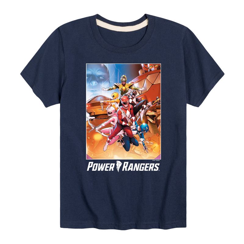 Boys' - Power Rangers - Retro Comic Cover- Boy's Short Sleeve Tee Short Sleeve Graphic T-Shirt