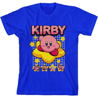 Nintendo Boys' Kirby Warp Star Grid Design Graphic Print Gamer T-Shirt