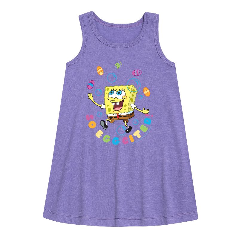 Girls' - SpongeBob Squarepants - So Eggcited Graphic Sleeveless Aline Dress