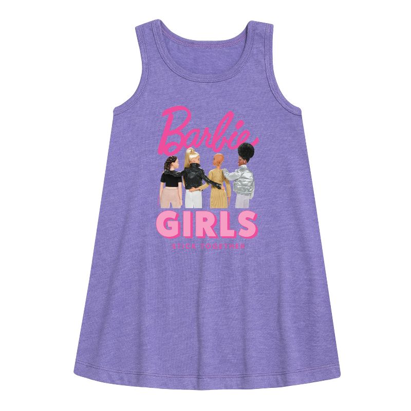 Girls' - Barbie - Girls Stick Together Graphic Sleeveless Aline Dress