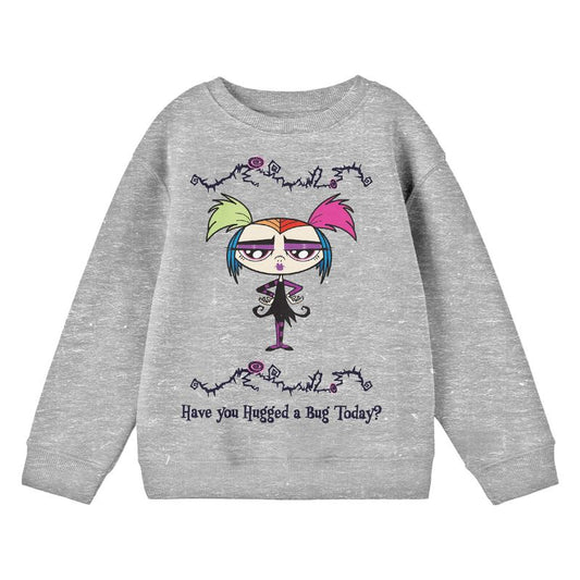 Growing Up Creepie Have You Hugged A Bug Today Crew Neck Long Sleeve Athletic Heather Youth Sweatshirt