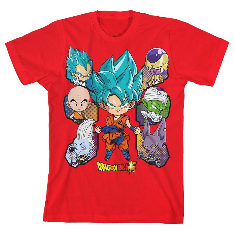 Dragon Ball Super Group Character Art Boy's Red T-shirt