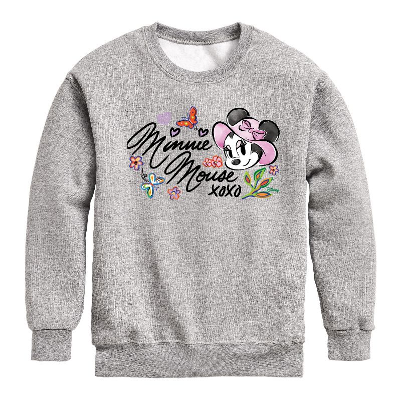 Boys' - Disney - Minnie Mouse Xoxo Graphic Long Sleeve Fleece Sweatshirt