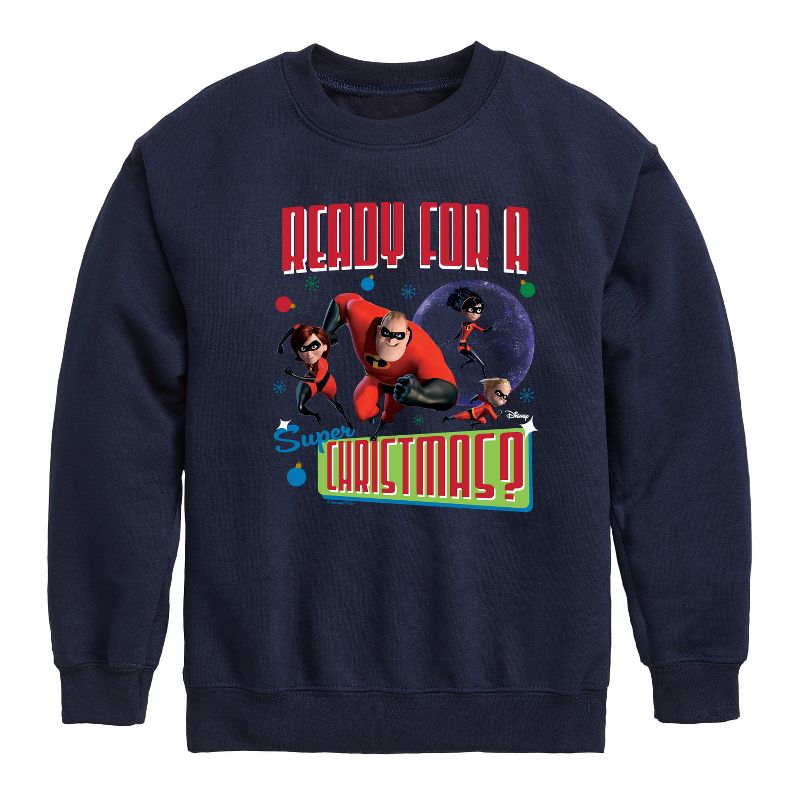 Boys' - Disney - Ready For A Super Christmas Graphic Long Sleeve Fleece Sweatshirt