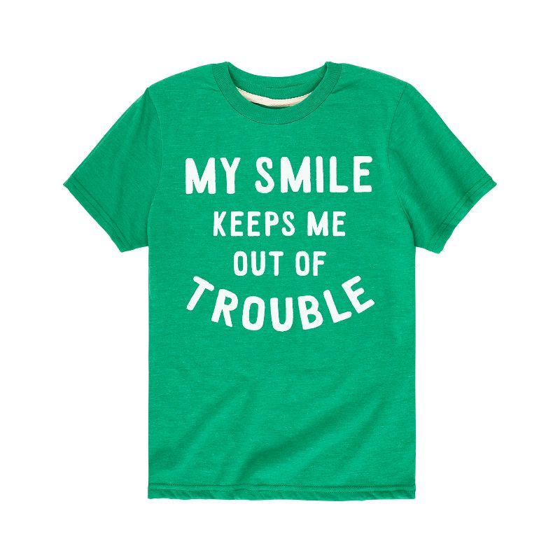 تي شيرت جرافيكي بأكمام قصيرة مطبوع عليه رسالة فورية للأولاد - ابتسامتي مشكلة