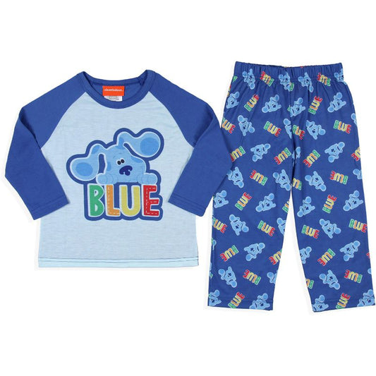 طقم بيجامة من مجموعة Blue's Clues للأولاد الصغار من Nickelodeon، مكون من قميص وبنطال وبنطال نوم، باللون الأزرق