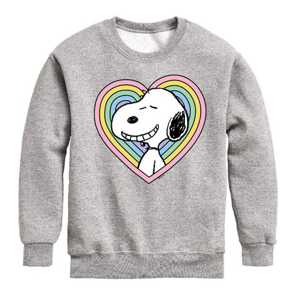 Boys' - Peanuts - Snoopy Heart Graphic Long Sleeve Fleece Sweatshirt