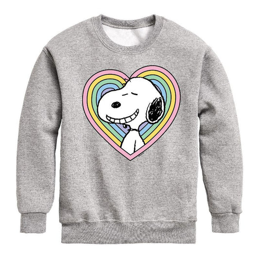 Boys' - Peanuts - Snoopy Heart Graphic Long Sleeve Fleece Sweatshirt