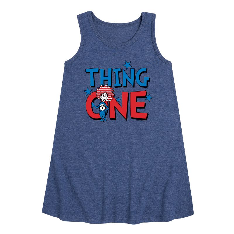 Girls' - Dr. Seuss - American Thing One Graphic Sleeveless Aline Dress