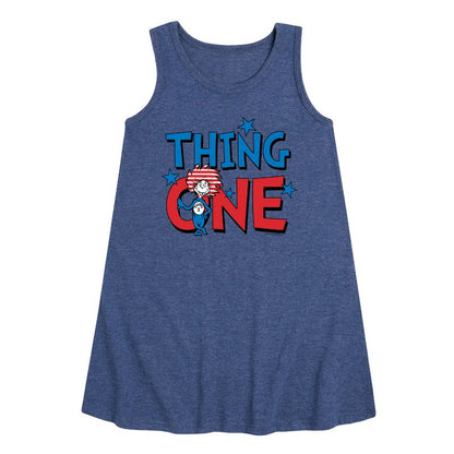 Girls' - Dr. Seuss - American Thing One Graphic Sleeveless Aline Dress