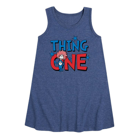 Girls' - Dr. Seuss - American Thing One Graphic Sleeveless Aline Dress