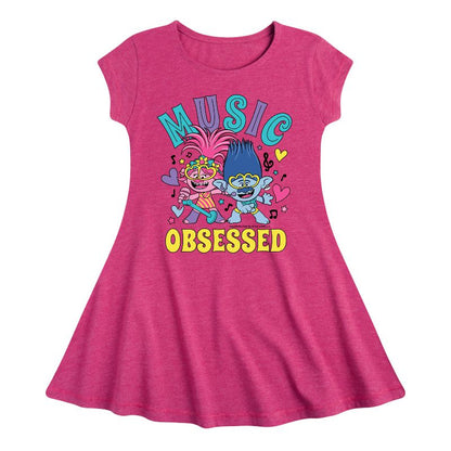 Girls' - Trolls - Music Obsessed Poppy and Branch Fit & Flair Cap Sleeve Dress