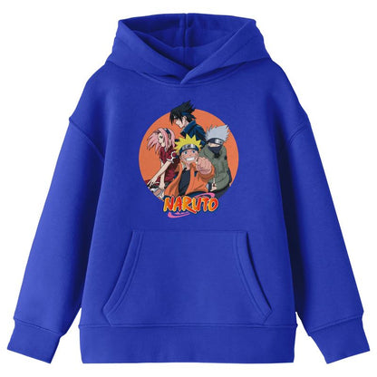 Naruto Classic Group Character Art Long Sleeve Royal Blue Youth Hooded Sweatshirt