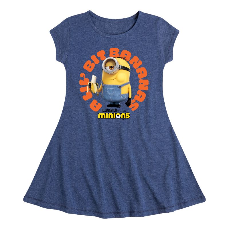 Girls' - Despicable Me Minions - A Lil Bit Bananas Fit & Flair Cap Sleeve Dress