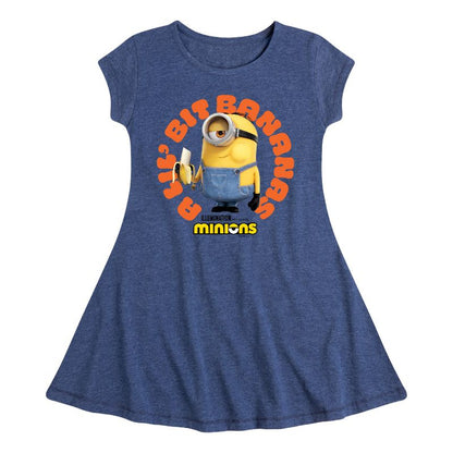 Girls' - Despicable Me Minions - A Lil Bit Bananas Fit & Flair Cap Sleeve Dress