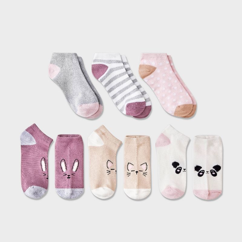 Girls' 6pk No Show 'Critter Faces' Socks - Cat & Jack™