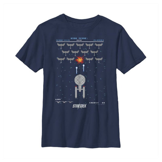 Boy's Star Trek Enterprise Pixel Video Game Battle T-Shirt