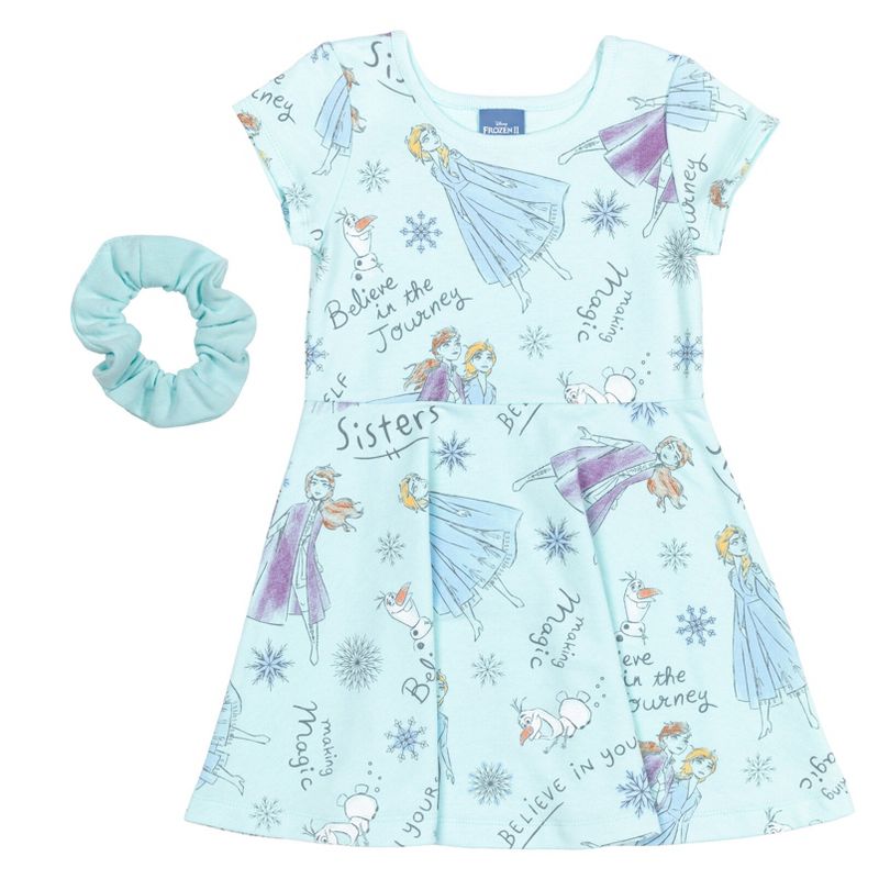 Disney Princess Frozen Minnie Mouse Moana Mulan The Little Mermaid Cinderella Skater Dress  Scrunchie Toddler to Big Kid