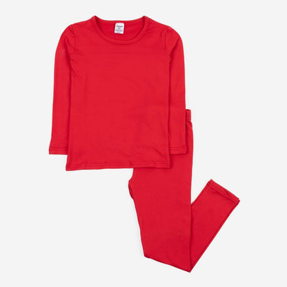 Leveret Kids Two Piece Classic Solid Color Thermal Pajamas