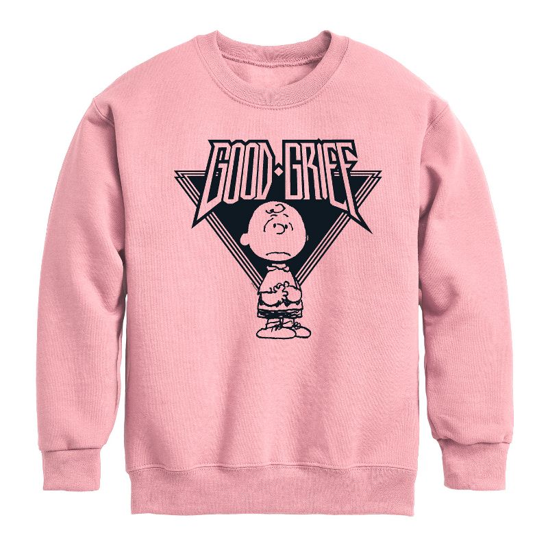 Boys' - Peanuts - Good Grief Rock Graphic Long Sleeve Fleece Sweatshirt