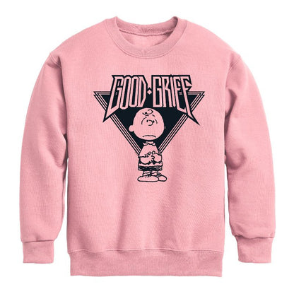 Boys' - Peanuts - Good Grief Rock Graphic Long Sleeve Fleece Sweatshirt
