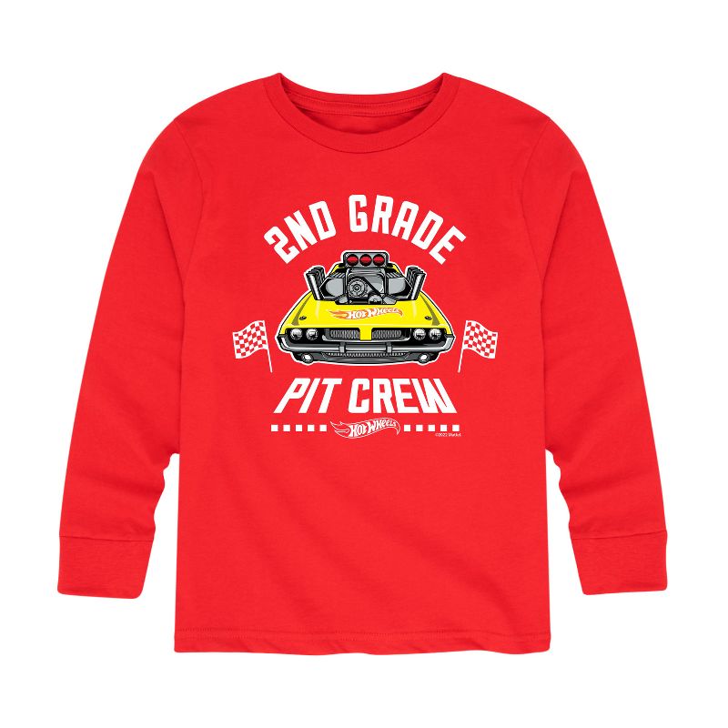 Boys' - Hot Wheels - Pit Crew 2nd Grade Long Sleeve Graphic T-Shirt
