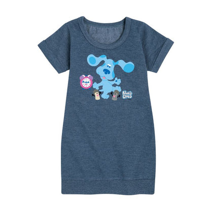 فستان بلو كلوز كرو الجرافيكي بأكمام قصيرة من الصوف للبنات - بلو كلوز وأنتِ!