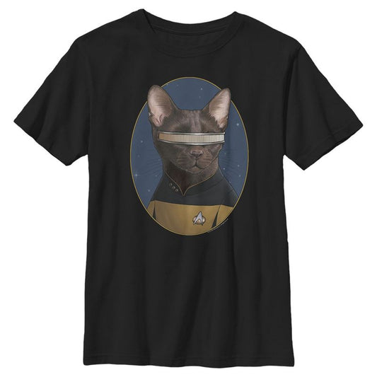 Boy's Star Trek: The Next Generation Lieutenant Commander Geordi La Forge Cat T-Shirt