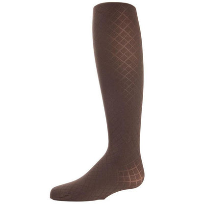 Memoi Girls' Double Diamond Opaque Nylon Tights
