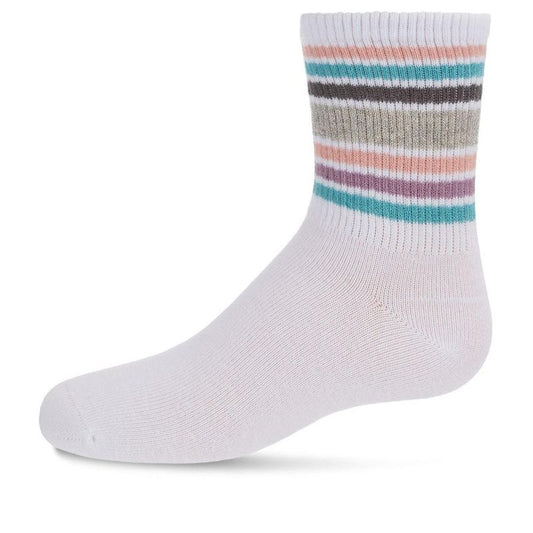 Memoi Metallic Sport Stripe Cotton Blend Crew Sock
