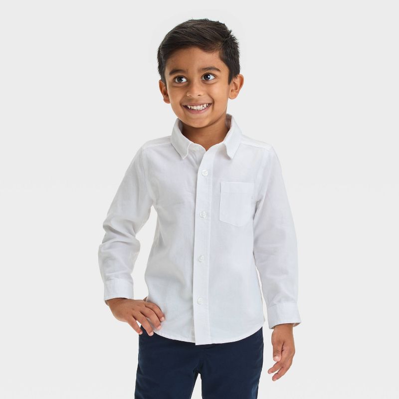 Toddler Boys' Long Sleeve Oxford 'Button-Down' Shirt - Cat & Jack™ White
